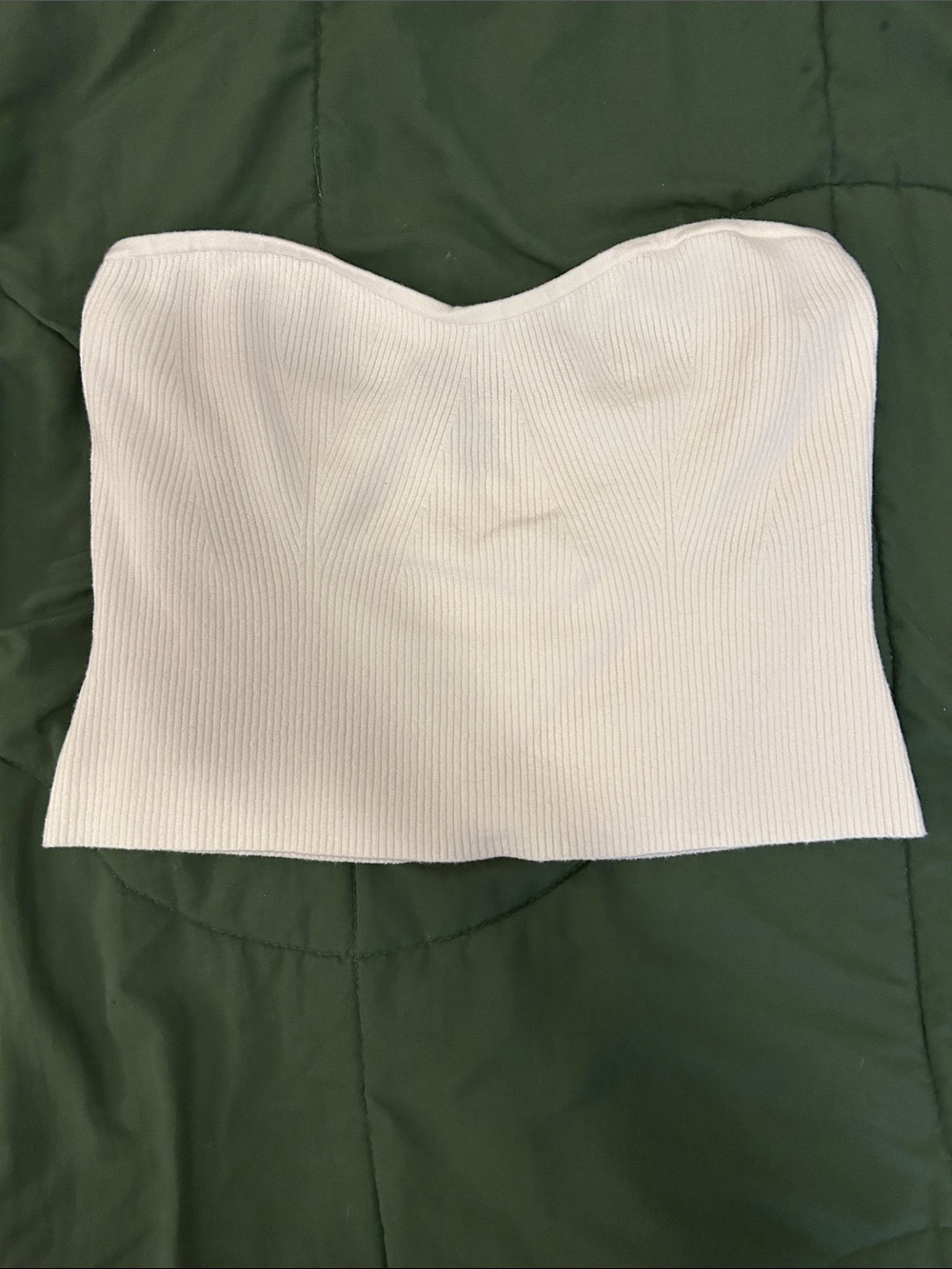 Banana Republic White Ribbed Strapless Bustier Crop Top